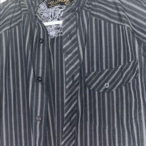 Micros Black and Gray Striped Shirt